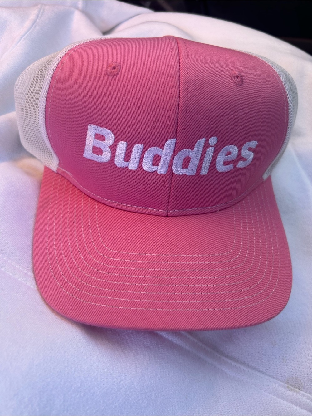 Port Authority Pink and White "Buddies" Trucker Hat